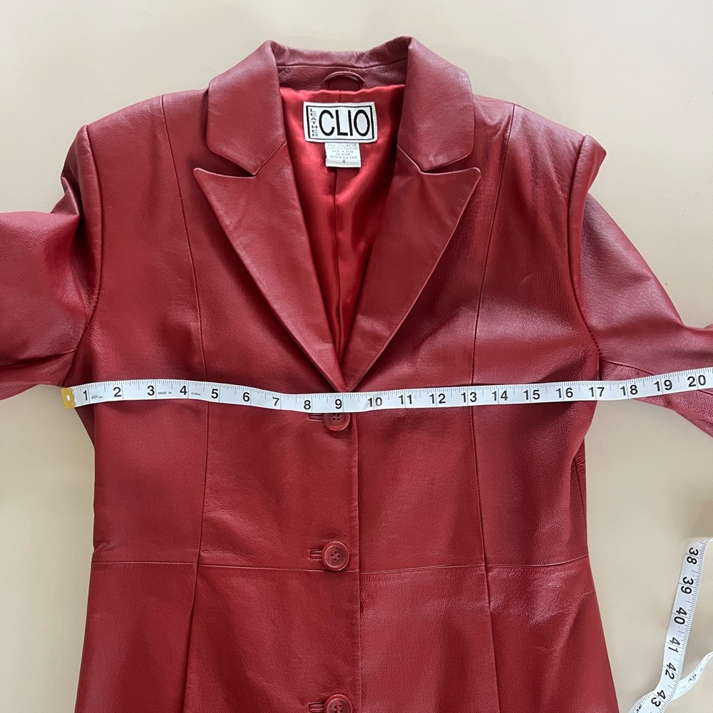 Clio vintage red leather three-button blazer 90’s - Picture 6 of 11